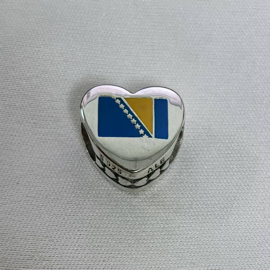 Pandora Bosnia And Herzegovina Heart Charm Pendant, S925 Silver Jewelry